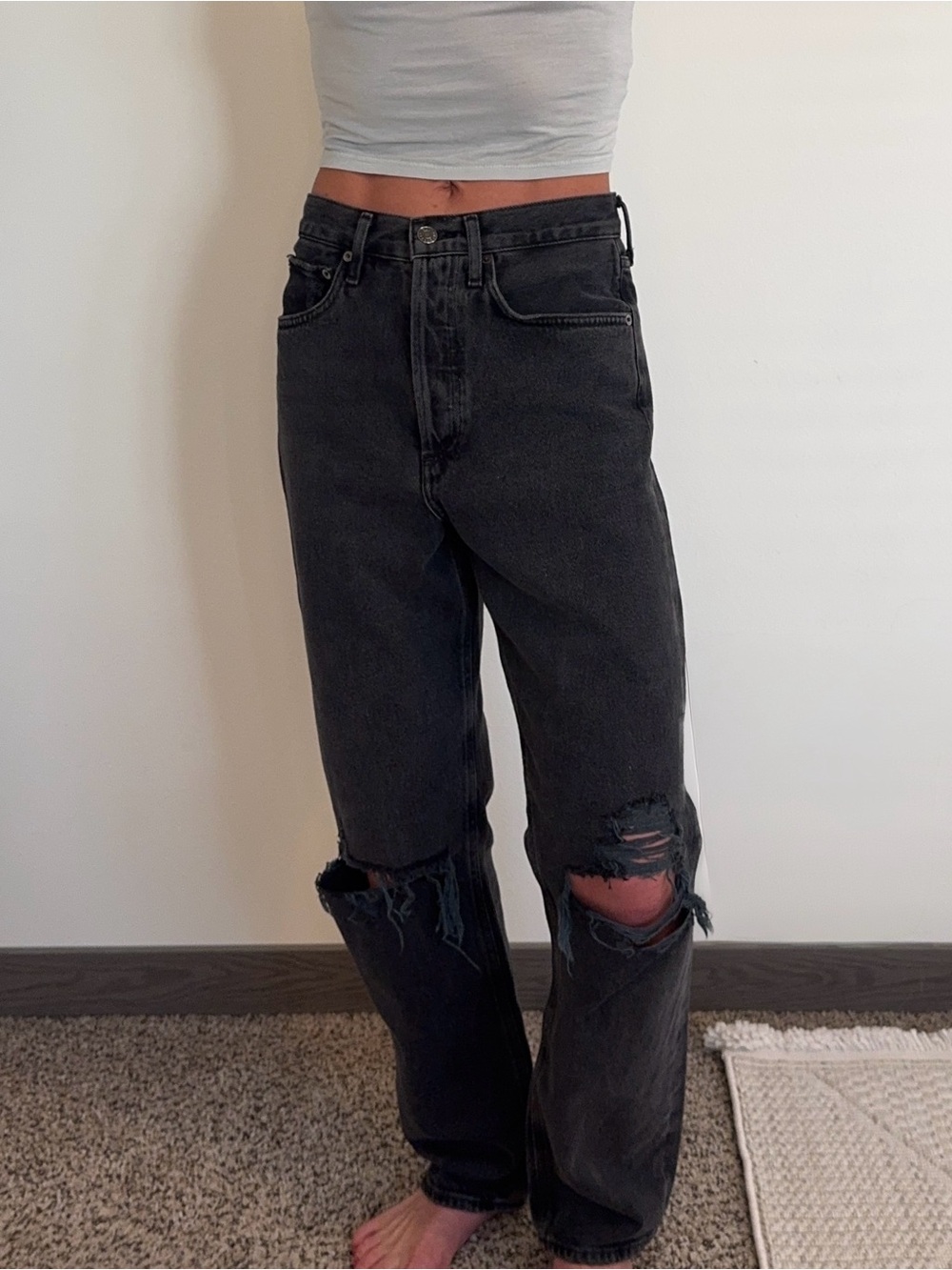 AGOLDE 90s Mid Rise Loose in Vagabond | Size 25 | Distressed Straight-Leg